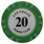 Mona Żeton Las Vegas Poker Club Nominał 20 kolor zielony