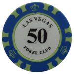 Mona Żeton Las Vegas Poker Club Nominał 50 kolor niebieski